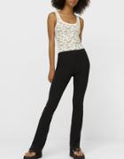 Stradivarius Ribbed Flare Pants In Black