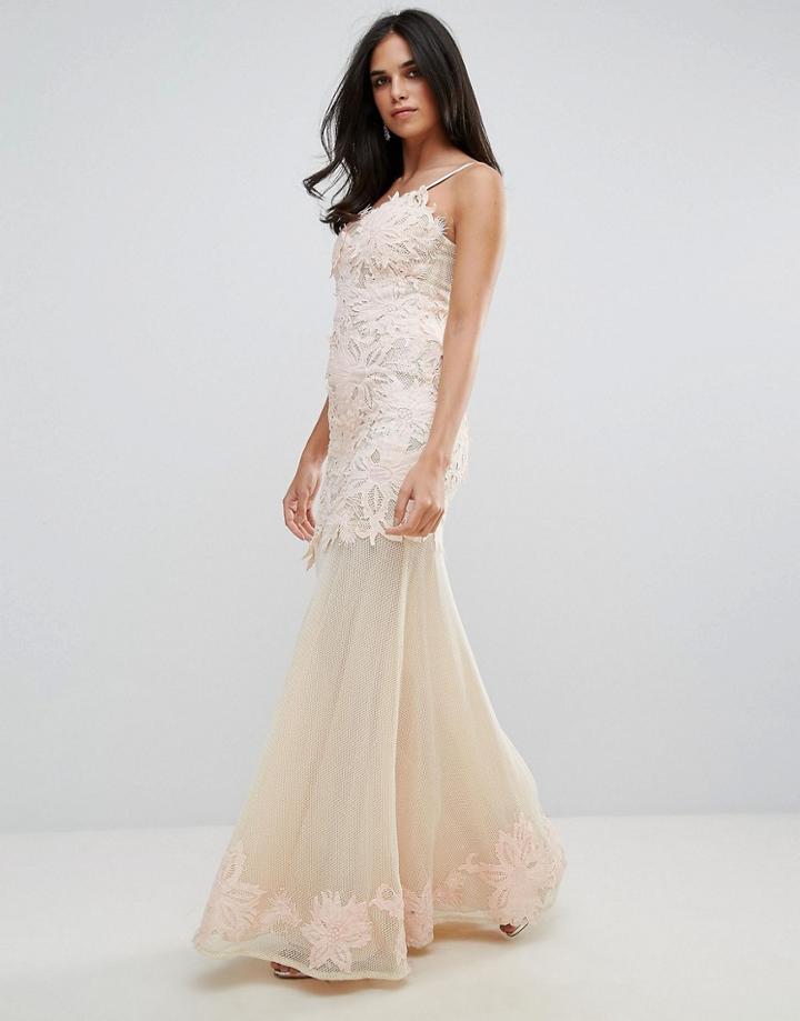 Forever Unique Strappy Maxi Dress With Applique - Pink