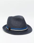 Fred Perry Straw Trilby Hat - Navy
