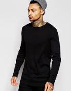 Asos Rib Longline Muscle Long Sleeve T-shirt In Black - Black