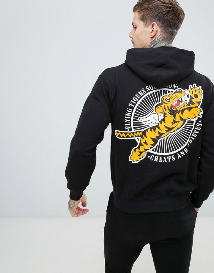 Cheats & Thieves Tiger Back Print Hoodie - Black
