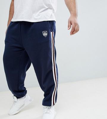 Badrhino Plus Cuffed Joggers With Stripe Stripe In Navy - Navy