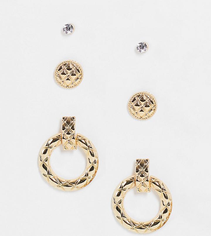 Aldo Onakema Stud And Door Knocker Earrings Multipack In Gold