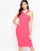 Forever Unique Aisha Aisha Midi Dress With One Shoulder Detail - Fuchsia