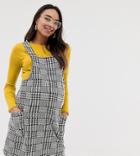 New Look Maternity Houndstooth Buckle Pinny Dress In Check - Black