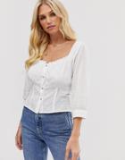 Vero Moda Prairie Square Neck Top In White - White