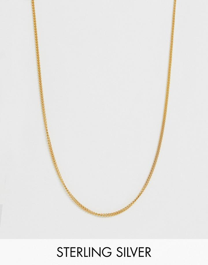 Asos Design Short Sterling Silver Necklace In 14k Gold Plate