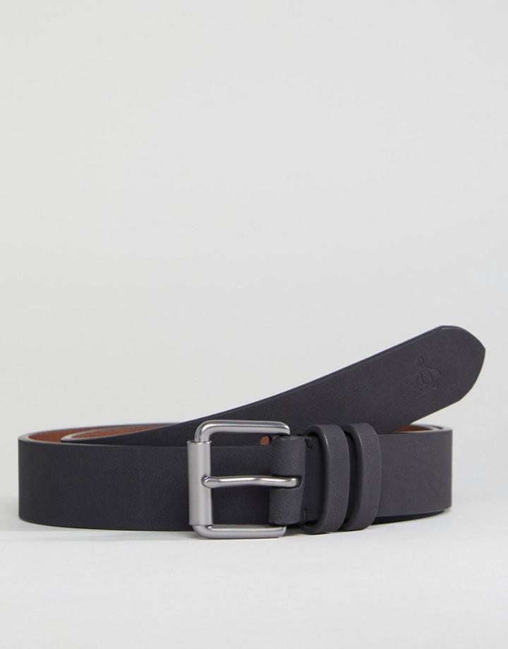 Ben Sherman Skinny Leather Belt Black - Black