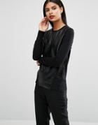 Ted Baker Mendic Sweater In Leather And Lace - Black