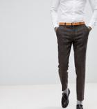 Heart & Dagger Skinny Suit Pants In Harris Tweed In Herringbone - Brown