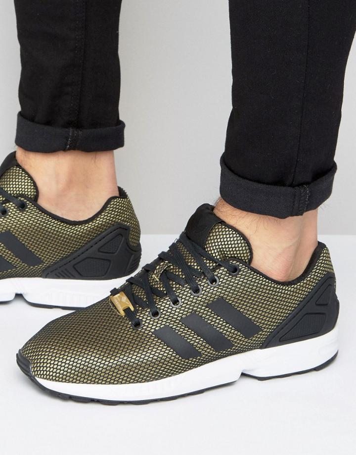 Adidas Originals Zx Flux Sneakers In Gold - Gold