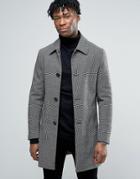 Harry Brown Houndstooth Wool Blend Overcoat - Black