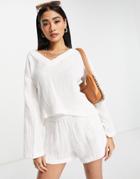 Rip Curl Oversized Crop Surf Top In White - Part Of A Set
