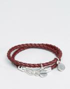 Diesel A-lucy Wrap Leather Bracelet In Burgundy - Red