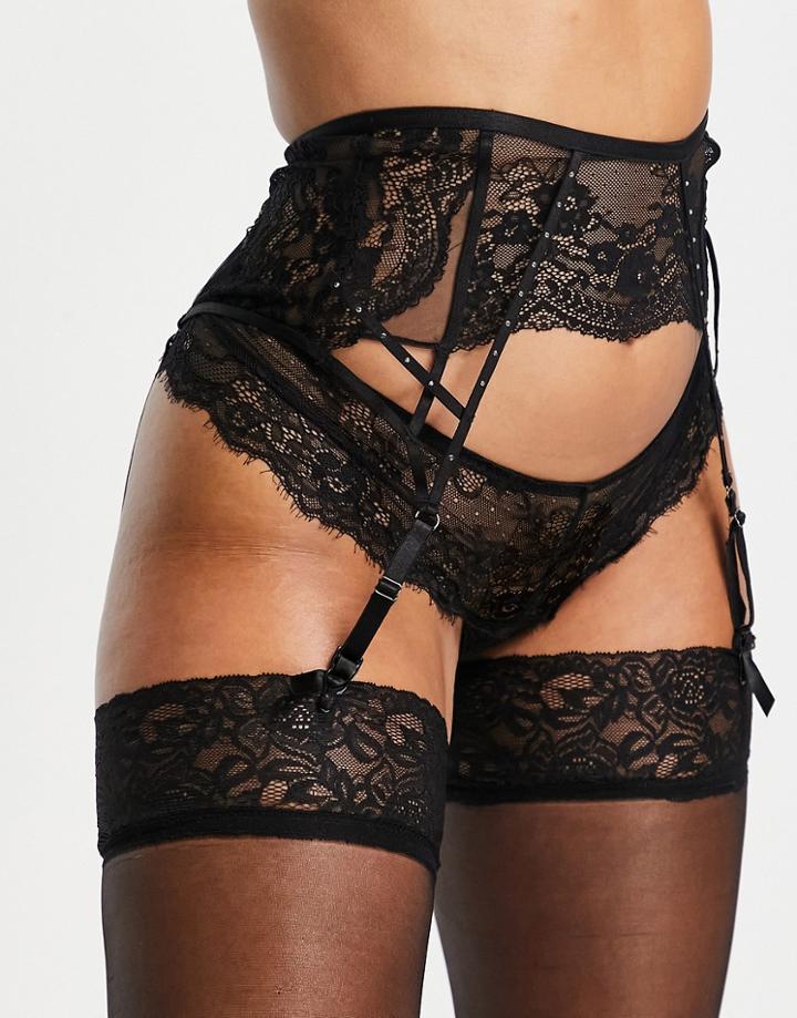 Ann Summers Lace Garter Belt In Black
