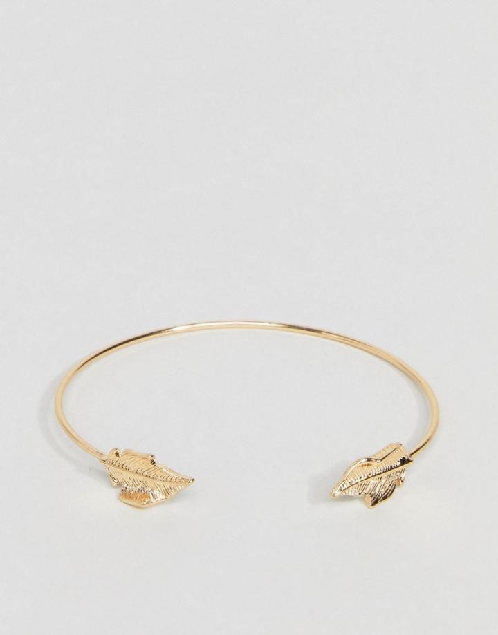 Asos Delicate Leaf Cuff Bracelet - Gold