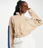 Missguided Velour Rugby Sweatshirt With Half Zip In Cream - Part Of A Set-white