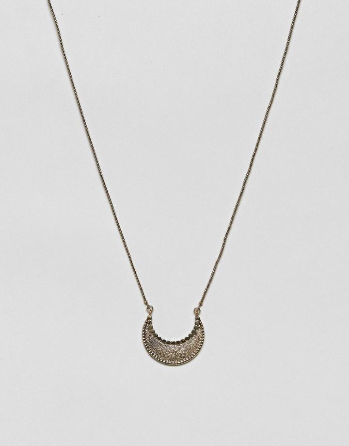 Pieces Crescent Long Necklace - Gold