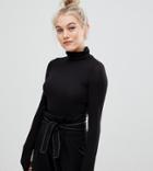 New Look Petite Roll Neck Top In Black - Black