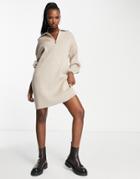 4th & Reckless Half Zip Knit Dress In Beige-neutral