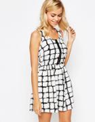 Madam Rage Skater Dress In Check Print - Off White