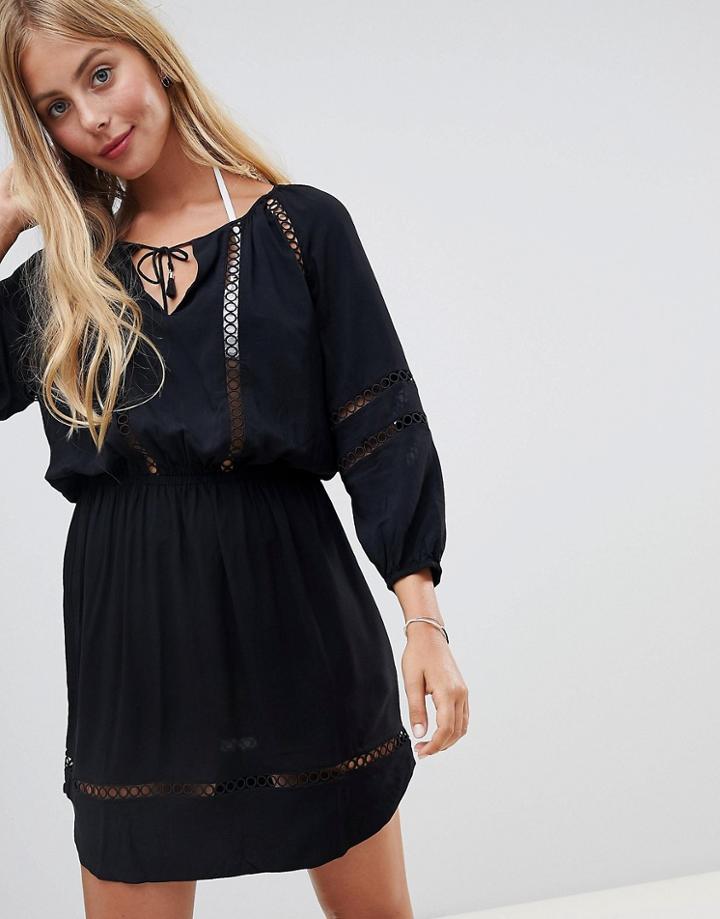 Seafolly Lace Insert Beach Dress - Black
