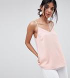 Asos Design Tall Swing Cami With Double Layer - Pink