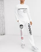 Aprex Supersoft Sweatpants In White With Graphic Print Logo