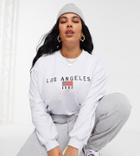 Daisy Street Plus Relaxed Sweatshirt With Los Angeles Embroidery-white