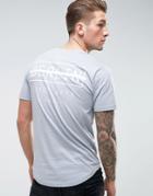 Only & Sons Longline T-shirt With Curved Hem And Print - Blue