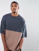 Asos Super Oversized T-shirt With Color Block - Gray