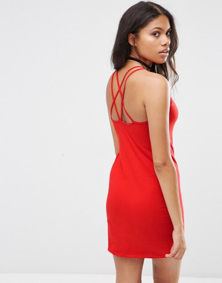 Motel Silka Dress With Strap Back - Red