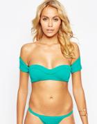 Asos Off Shoulder Bandeau Bikini Top - Green