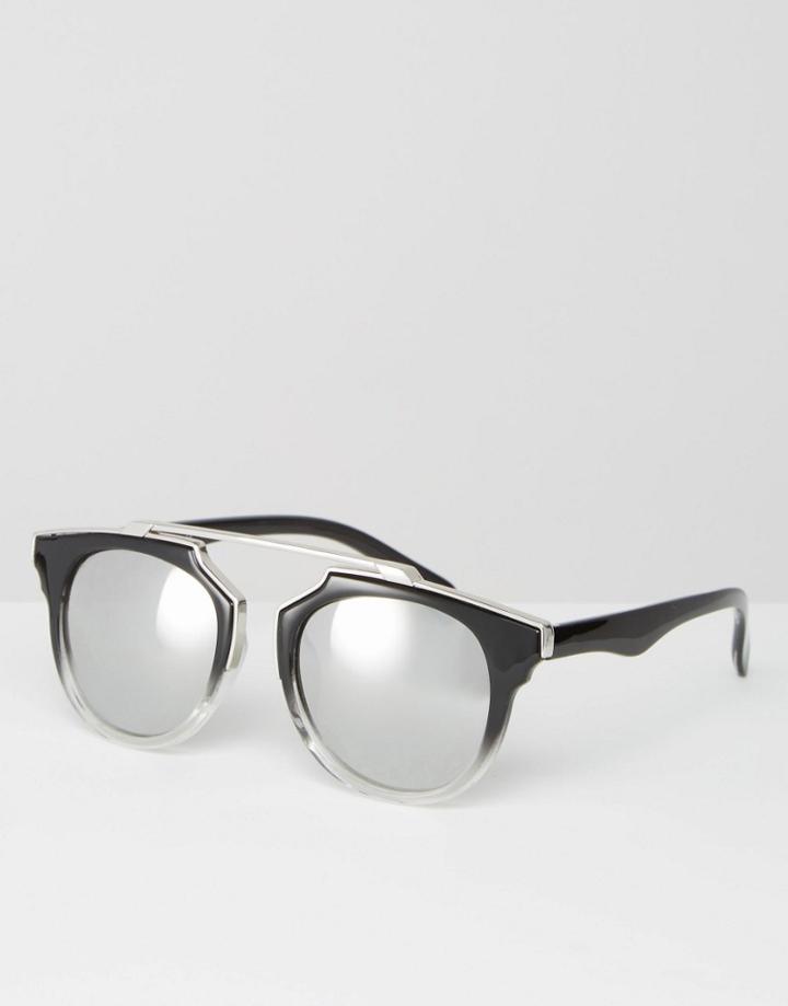 Missguided Geometric Frame Mirrored Sunglasses - Green