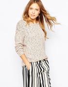 Ichi Chunky Knit Speckled Sweater - Rose Dust