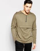 Asos Knitted Hoodie With Front Pocket - Moleskin