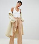 Na-kd Wide Leg Pants With Tie Waist In Camel-brown