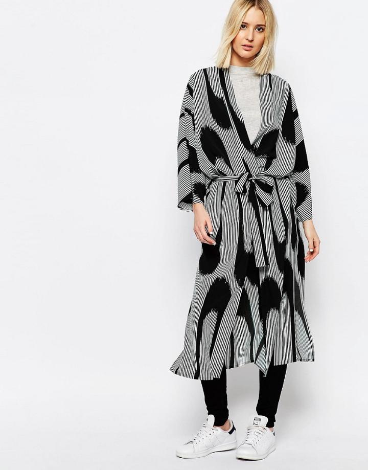 Weekday Long Kimono With Stripe Detail - Multi