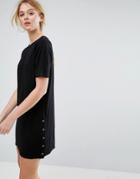 Asos Mini T-shirt Dress With Button Sides - Black
