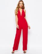 Hedonia Melody Halterneck Jumpsuit - Red