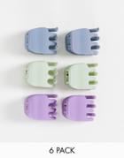 Asos Design 6-pack Mini Hair Claws In Pastel Colors-multi