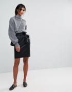 Vila Leather Look Mini Skirt - Black