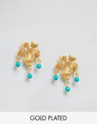 Ottoman Hands Small Leaf Earrings - Gold