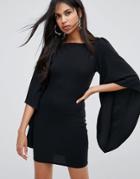 Ax Paris Extreme Frill Sleeve Long Sleeve Dress - Black