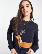 Brave Soul Christmas Daschund Sweater-blues