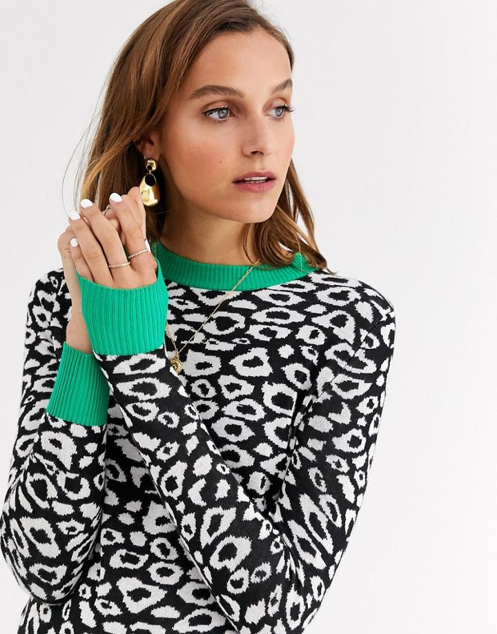 Gianni Feraud Leopard Print Knit Sweater-multi
