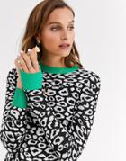 Gianni Feraud Leopard Print Knit Sweater-multi