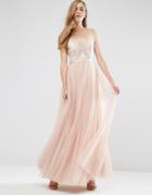 Needle & Thread Embroidery Motif Maxi Dress - Pink