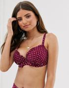 Pour Moi Fuller Bust Hot Spots Underwire Bikini Top In Berry - Red