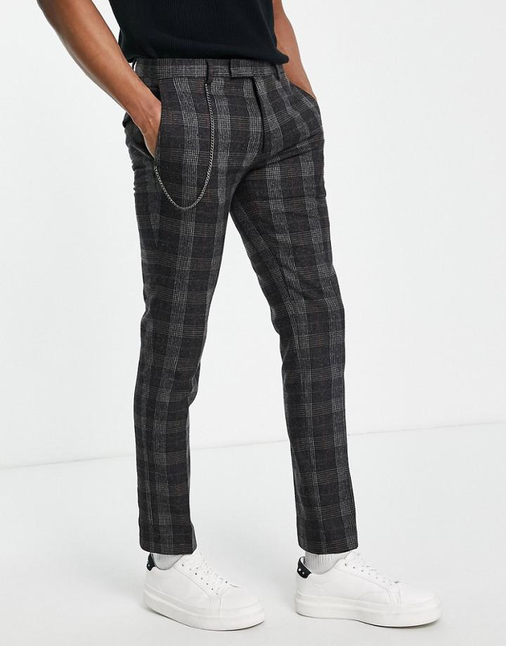 Twisted Tailor Shelley Pants In Charcoal Check-multi
